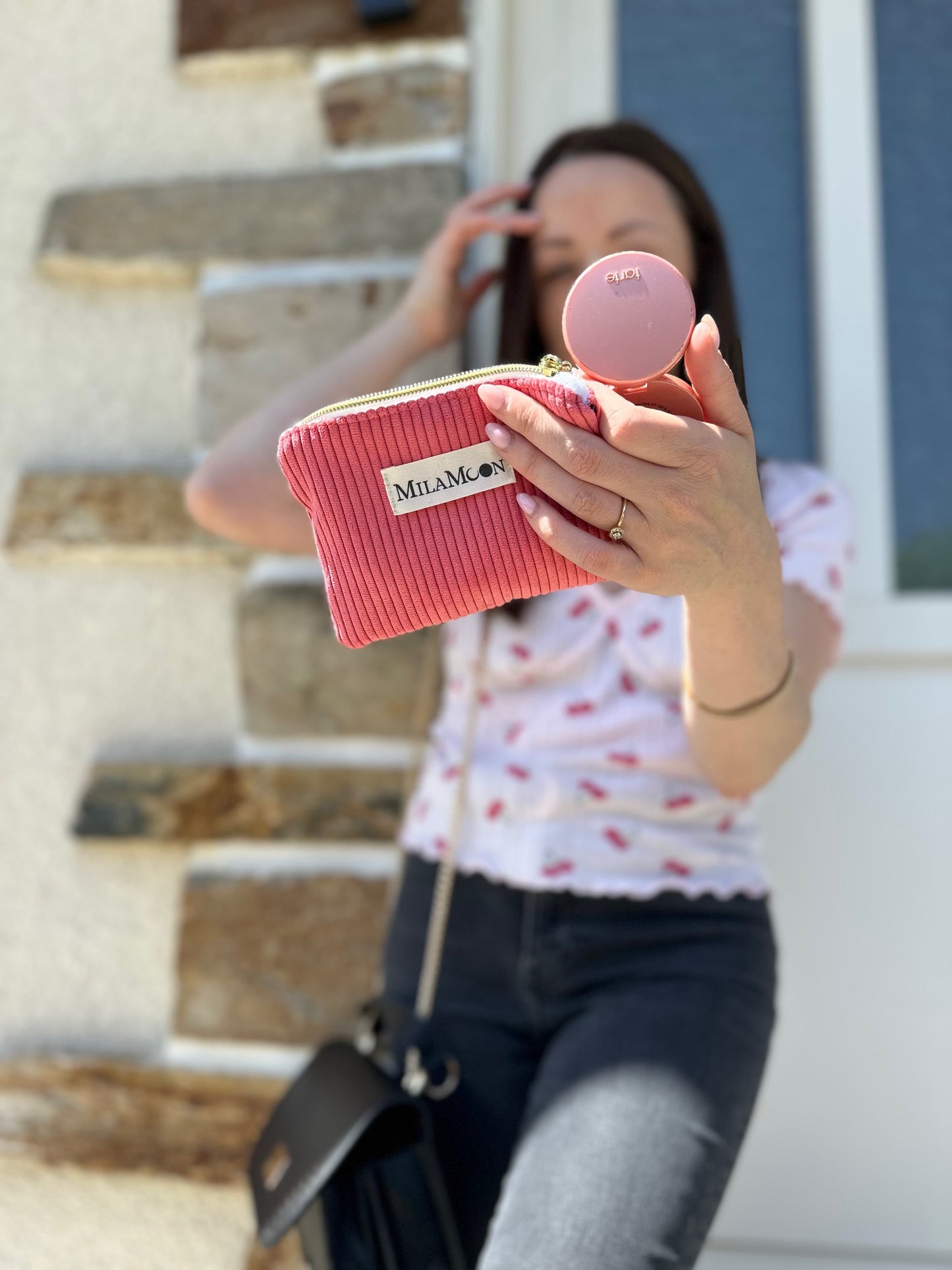 MINI POCHETTE - VELOURS ROSE