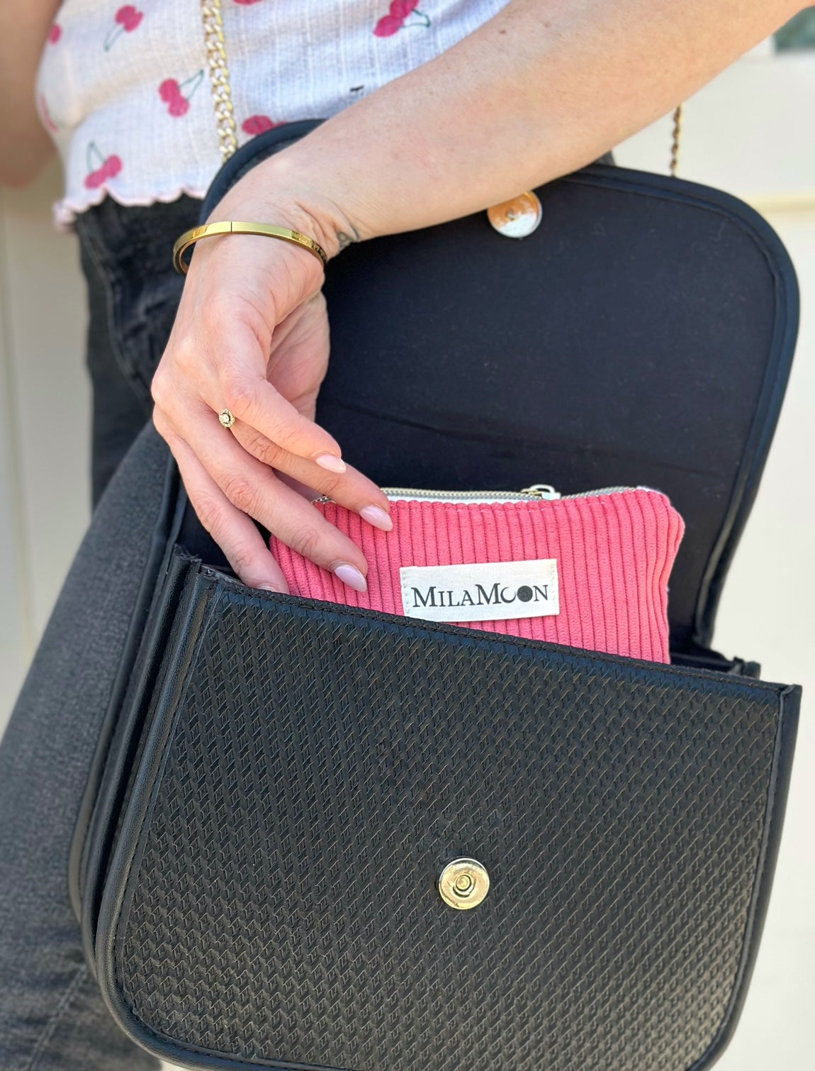 MINI POCHETTE - VELOURS ROSE