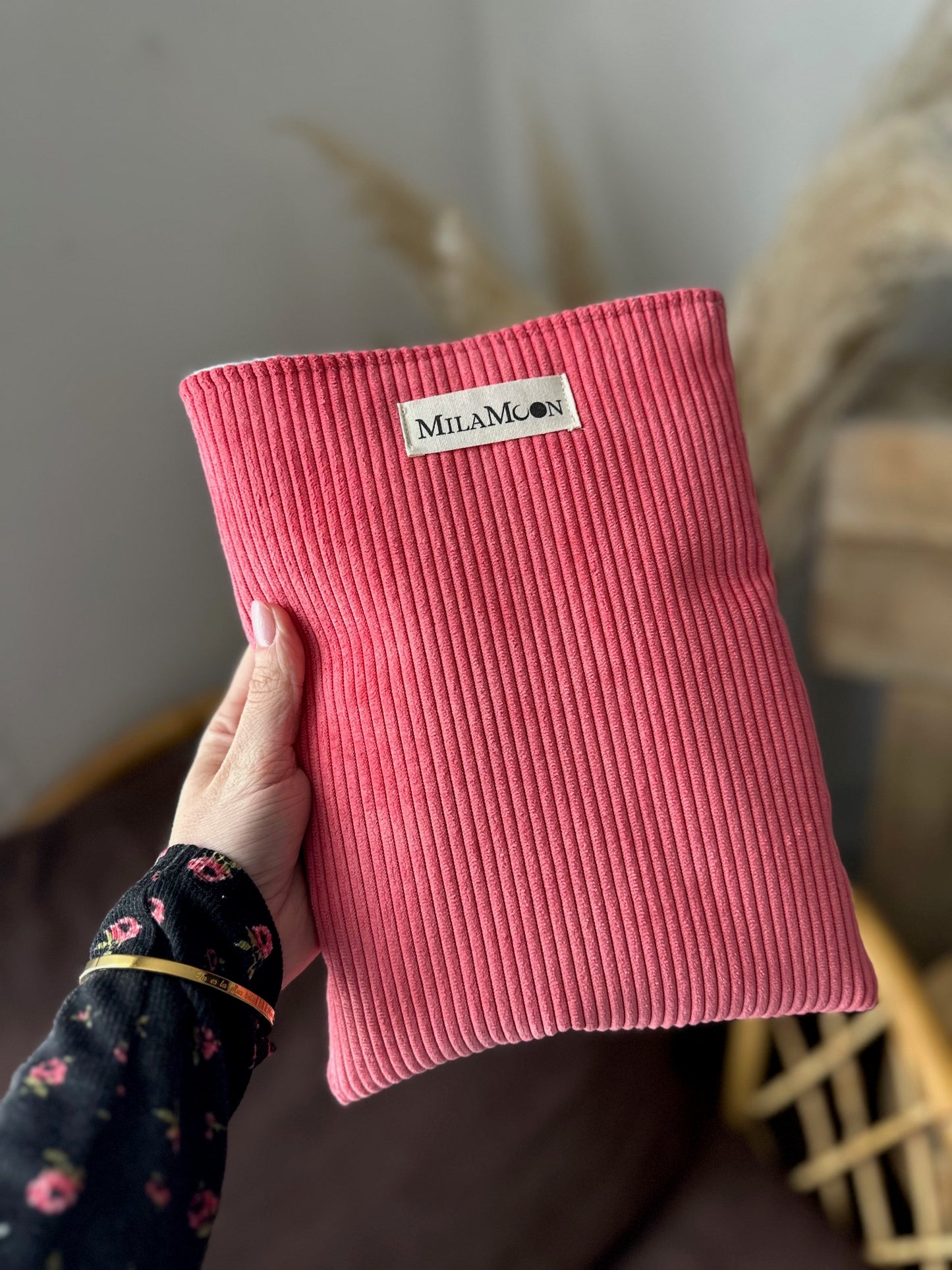 POCHETTE À LIVRE - VELOURS ROSE