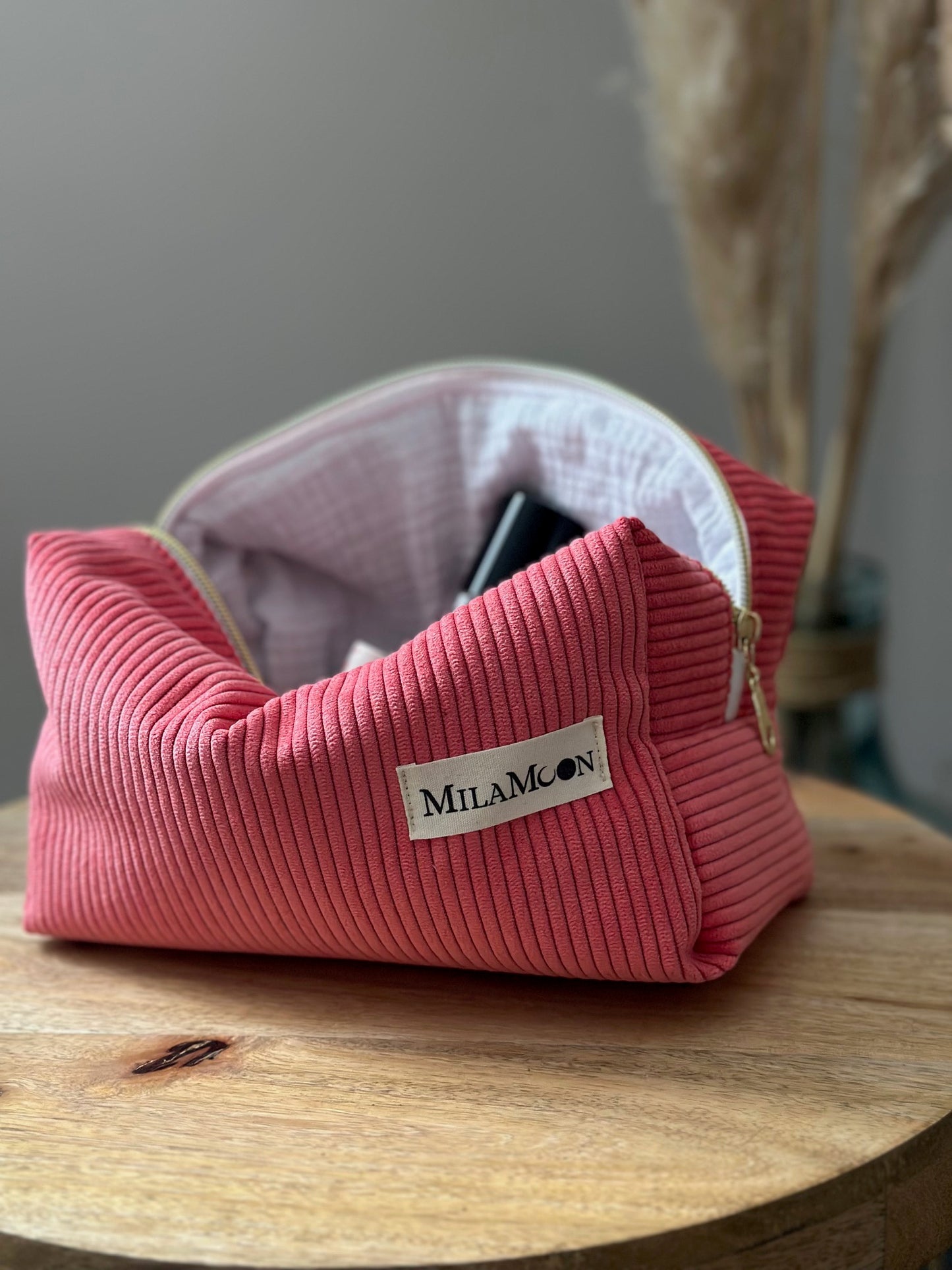 TROUSSE DE TOILETTE - VELOURS ROSE
