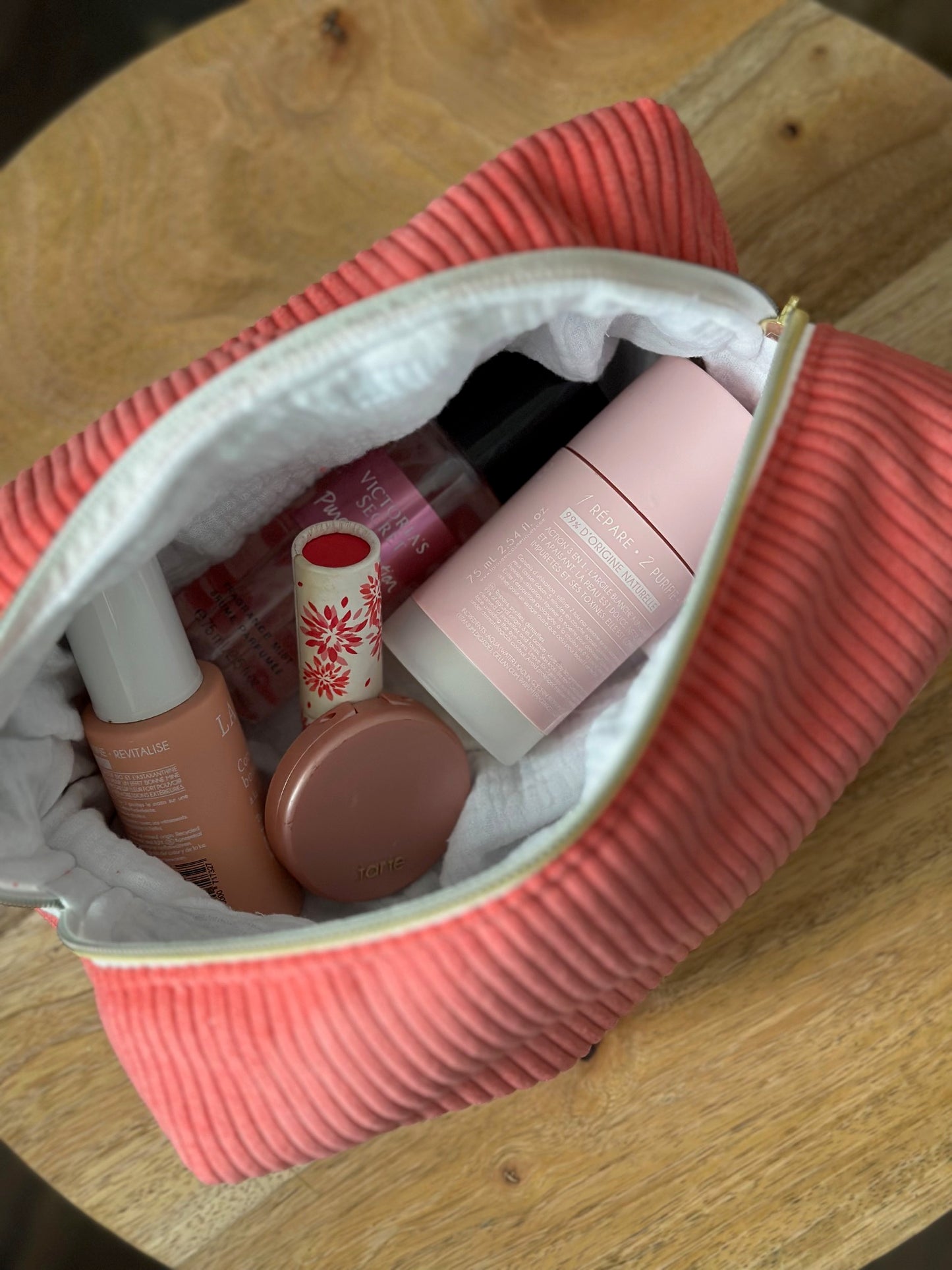 TROUSSE DE TOILETTE - VELOURS ROSE