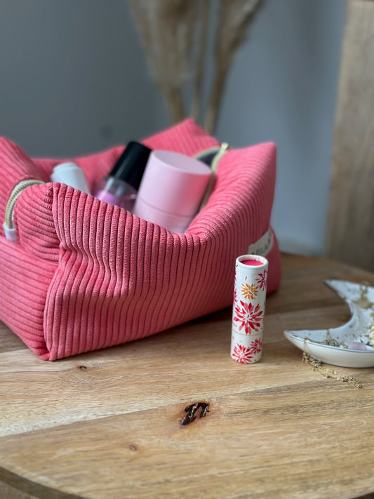 TROUSSE DE TOILETTE - VELOURS ROSE
