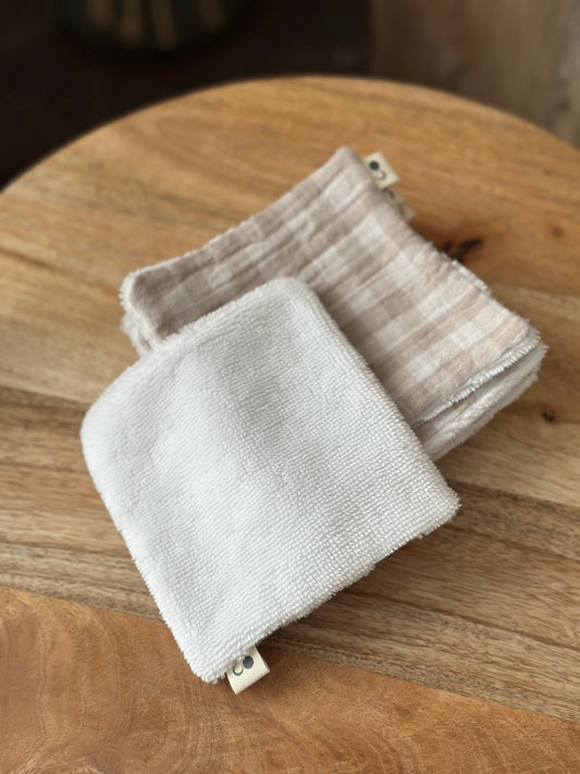 LINGETTES LAVABLES - VICHY BEIGE